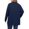 imagePOSESHE Womens Plus Size Cardigan Sweater 2024 Fall Long Sleeve Lightweight Knit Open Front Casual Loose CardiganNavy Blue