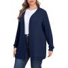 imagePOSESHE Womens Plus Size Cardigan Sweater 2024 Fall Long Sleeve Lightweight Knit Open Front Casual Loose CardiganNavy Blue