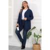 imagePOSESHE Womens Plus Size Cardigan Sweater 2024 Fall Long Sleeve Lightweight Knit Open Front Casual Loose CardiganNavy Blue