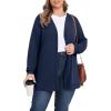 imagePOSESHE Womens Plus Size Cardigan Sweater 2024 Fall Long Sleeve Lightweight Knit Open Front Casual Loose CardiganNavy Blue