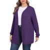 imagePOSESHE Womens Plus Size Cardigan Sweater 2024 Fall Long Sleeve Lightweight Knit Open Front Casual Loose CardiganPurple