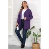 imagePOSESHE Womens Plus Size Cardigan Sweater 2024 Fall Long Sleeve Lightweight Knit Open Front Casual Loose CardiganPurple