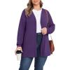 imagePOSESHE Womens Plus Size Cardigan Sweater 2024 Fall Long Sleeve Lightweight Knit Open Front Casual Loose CardiganPurple