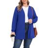 imagePOSESHE Womens Plus Size Cardigan Sweater 2024 Fall Long Sleeve Lightweight Knit Open Front Casual Loose CardiganRoyal Blue