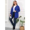 imagePOSESHE Womens Plus Size Cardigan Sweater 2024 Fall Long Sleeve Lightweight Knit Open Front Casual Loose CardiganRoyal Blue