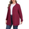 imagePOSESHE Womens Plus Size Cardigan Sweater 2024 Fall Long Sleeve Lightweight Knit Open Front Casual Loose CardiganWine Red