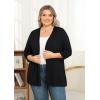 imagePOSESHE Womens Plus Size Casual Lightweight Open Front Cardigans Soft Draped 34 Sleeve CardiganBlack