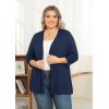 imagePOSESHE Womens Plus Size Casual Lightweight Open Front Cardigans Soft Draped 34 Sleeve CardiganNavy Blue