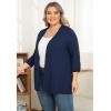 imagePOSESHE Womens Plus Size Casual Lightweight Open Front Cardigans Soft Draped 34 Sleeve CardiganNavy Blue