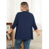 imagePOSESHE Womens Plus Size Casual Lightweight Open Front Cardigans Soft Draped 34 Sleeve CardiganNavy Blue