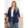 imagePOSESHE Womens Plus Size Casual Lightweight Open Front Cardigans Soft Draped 34 Sleeve CardiganNavy Blue