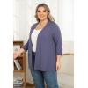 imagePOSESHE Womens Plus Size Casual Lightweight Open Front Cardigans Soft Draped 34 Sleeve CardiganPurple Grey