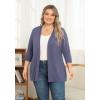 imagePOSESHE Womens Plus Size Casual Lightweight Open Front Cardigans Soft Draped 34 Sleeve CardiganPurple Grey