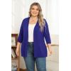 imagePOSESHE Womens Plus Size Casual Lightweight Open Front Cardigans Soft Draped 34 Sleeve CardiganRoyal Blue