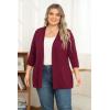 imagePOSESHE Womens Plus Size Casual Lightweight Open Front Cardigans Soft Draped 34 Sleeve CardiganWine Red