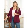 imagePOSESHE Womens Plus Size Casual Lightweight Open Front Cardigans Soft Draped 34 Sleeve CardiganWine Red