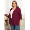 imagePOSESHE Womens Plus Size Casual Lightweight Open Front Cardigans Soft Draped 34 Sleeve CardiganWine Red