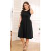 imagePOSESHE Womens Plus Size Dress 2024 Summer Round Neck Sleeveless Casual Empire Waist Loose Fit Swing Tank Dress with PocketsB1black