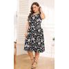 imagePOSESHE Womens Plus Size Dress 2024 Summer Round Neck Sleeveless Casual Empire Waist Loose Fit Swing Tank Dress with PocketsBlack Pink Fl
