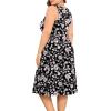imagePOSESHE Womens Plus Size Dress 2024 Summer Round Neck Sleeveless Casual Empire Waist Loose Fit Swing Tank Dress with PocketsBlack Pink Fl