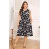 imagePOSESHE Womens Plus Size Dress 2024 Summer Round Neck Sleeveless Casual Empire Waist Loose Fit Swing Tank Dress with PocketsBlack Pink Fl