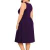 imagePOSESHE Womens Plus Size Dress 2024 Summer Round Neck Sleeveless Casual Empire Waist Loose Fit Swing Tank Dress with PocketsPurple