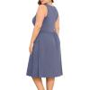 imagePOSESHE Womens Plus Size Dress 2024 Summer Round Neck Sleeveless Casual Empire Waist Loose Fit Swing Tank Dress with PocketsPurple Grey
