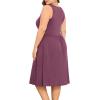 imagePOSESHE Womens Plus Size Dress 2024 Summer Round Neck Sleeveless Casual Empire Waist Loose Fit Swing Tank Dress with PocketsPurple Red