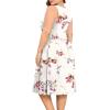 imagePOSESHE Womens Plus Size Dress 2024 Summer Round Neck Sleeveless Casual Empire Waist Loose Fit Swing Tank Dress with PocketsRose Leaf