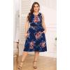 imagePOSESHE Womens Plus Size Dress 2024 Summer Round Neck Sleeveless Casual Empire Waist Loose Fit Swing Tank Dress with PocketsRose Navy Blue