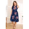 imagePOSESHE Womens Plus Size Dress 2024 Summer Round Neck Sleeveless Casual Empire Waist Loose Fit Swing Tank Dress with PocketsRose Navy Blue