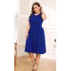 imagePOSESHE Womens Plus Size Dress 2024 Summer Round Neck Sleeveless Casual Empire Waist Loose Fit Swing Tank Dress with PocketsRoyal Blue