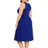 imagePOSESHE Womens Plus Size Dress 2024 Summer Round Neck Sleeveless Casual Empire Waist Loose Fit Swing Tank Dress with PocketsRoyal Blue
