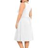 imagePOSESHE Womens Plus Size Dress 2024 Summer Round Neck Sleeveless Casual Empire Waist Loose Fit Swing Tank Dress with PocketsWhite