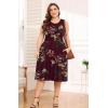 imagePOSESHE Womens Plus Size Dress 2024 Summer Round Neck Sleeveless Casual Empire Waist Loose Fit Swing Tank Dress with PocketsWine Red Fl