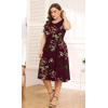 imagePOSESHE Womens Plus Size Dress 2024 Summer Round Neck Sleeveless Casual Empire Waist Loose Fit Swing Tank Dress with PocketsWine Red Fl