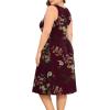 imagePOSESHE Womens Plus Size Dress 2024 Summer Round Neck Sleeveless Casual Empire Waist Loose Fit Swing Tank Dress with PocketsWine Red Fl