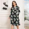 imagePOSESHE Womens Plus Size Dresses 2024 Long Sleeves Crew Neck Casual Dresses Empire Waist Loose Flowy Dress with PocketsBlack Rosa Banksiae