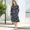 imagePOSESHE Womens Plus Size Dresses 2024 Long Sleeves Crew Neck Casual Dresses Empire Waist Loose Flowy Dress with PocketsBlue Begonia