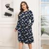 imagePOSESHE Womens Plus Size Dresses 2024 Long Sleeves Crew Neck Casual Dresses Empire Waist Loose Flowy Dress with PocketsBlue Begonia