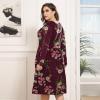 imagePOSESHE Womens Plus Size Dresses 2024 Long Sleeves Crew Neck Casual Dresses Empire Waist Loose Flowy Dress with PocketsC10wine Red Flower