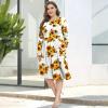 imagePOSESHE Womens Plus Size Dresses 2024 Long Sleeves Crew Neck Casual Dresses Empire Waist Loose Flowy Dress with PocketsC7sunflower