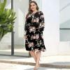 imagePOSESHE Womens Plus Size Dresses 2024 Long Sleeves Crew Neck Casual Dresses Empire Waist Loose Flowy Dress with PocketsC8rose Black