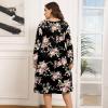 imagePOSESHE Womens Plus Size Dresses 2024 Long Sleeves Crew Neck Casual Dresses Empire Waist Loose Flowy Dress with PocketsC8rose Black