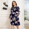 imagePOSESHE Womens Plus Size Dresses 2024 Long Sleeves Crew Neck Casual Dresses Empire Waist Loose Flowy Dress with PocketsC9rose Navy Blue