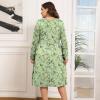 imagePOSESHE Womens Plus Size Dresses 2024 Long Sleeves Crew Neck Casual Dresses Empire Waist Loose Flowy Dress with PocketsGreen W Floral
