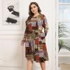 imagePOSESHE Womens Plus Size Dresses 2024 Long Sleeves Crew Neck Casual Dresses Empire Waist Loose Flowy Dress with PocketsMix Color