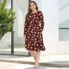 imagePOSESHE Womens Plus Size Dresses 2024 Long Sleeves Crew Neck Casual Dresses Empire Waist Loose Flowy Dress with PocketsRed Begonia