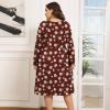 imagePOSESHE Womens Plus Size Dresses 2024 Long Sleeves Crew Neck Casual Dresses Empire Waist Loose Flowy Dress with PocketsRed Begonia