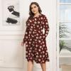 imagePOSESHE Womens Plus Size Dresses 2024 Long Sleeves Crew Neck Casual Dresses Empire Waist Loose Flowy Dress with PocketsRed Begonia